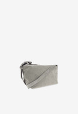 Moschino Embossed Logo Suede Shoulder Bag Gray MC4702PP1N OF0-80A