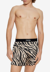 Tom Ford Zebra Print Silk Boxer Shorts Beige T4LE41490 0-268