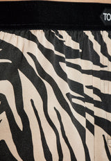 Tom Ford Zebra Print Silk Boxer Shorts Beige T4LE41490 0-268