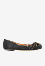 Chloé Leather Ballet Flats with Charms Black CH25A11T RI-001