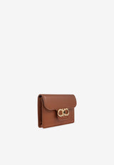 Ferragamo Gancini Leather Cardholder Brown 220963 PORTA CHIAVI 785796-NEW COGNAC