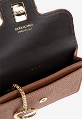 Ferragamo Gancini Leather Cardholder Brown 220963 PORTA CHIAVI 785796-NEW COGNAC