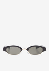 McQueen Ellipse Oval Sunglasses Gray 841557 J0749-1056