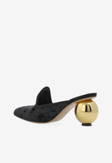 Ferragamo Tasha 70 Velvet Mules with Spherical-Heels Black 01K438 TASHA 70 784892-NERO