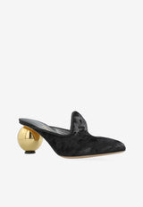 Ferragamo Tasha 70 Velvet Mules with Spherical-Heels Black 01K438 TASHA 70 784892-NERO
