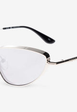 McQueen Logo Cat-Eye Sunglasses Silver 841899 I3330-1188