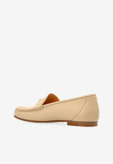 Chloé Logo Plaque Leather Loafers Cream CHC25A11S PI-24Q