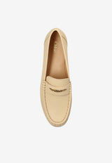 Chloé Logo Plaque Leather Loafers Cream CHC25A11S PI-24Q