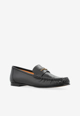 Chloé Logo Plaque Leather Loafers Black CHC25A11S PI-001