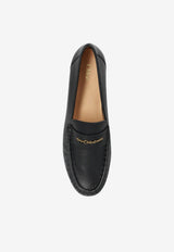 Chloé Logo Plaque Leather Loafers Black CHC25A11S PI-001