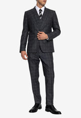 Dolce & Gabbana Prince of Wales Single-Breasted Suit in Wool-Blend Gray GK02XT FQ3FU-S8100