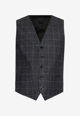 Dolce & Gabbana Prince of Wales Single-Breasted Suit in Wool-Blend Gray GK02XT FQ3FU-S8100