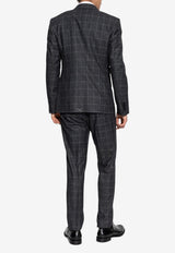 Dolce & Gabbana Prince of Wales Single-Breasted Suit in Wool-Blend Gray GK02XT FQ3FU-S8100