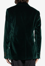 Dolce & Gabbana Sicilia Double-Breasted Velvet Jacket Green G2TV8T FUVKR-V0707
