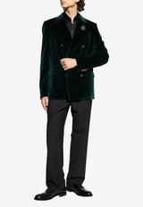 Dolce & Gabbana Sicilia Double-Breasted Velvet Jacket Green G2TV8T FUVKR-V0707