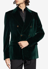 Dolce & Gabbana Sicilia Double-Breasted Velvet Jacket Green G2TV8T FUVKR-V0707