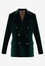 Dolce & Gabbana Sicilia Double-Breasted Velvet Jacket Green G2TV8T FUVKR-V0707