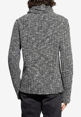 Dolce & Gabbana Wool Tweed Turtleneck Sweater Gray GXW67T JAM6O-S0991