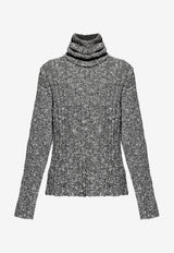 Dolce & Gabbana Wool Tweed Turtleneck Sweater Gray GXW67T JAM6O-S0991