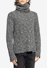 Dolce & Gabbana Wool Tweed Turtleneck Sweater Gray GXW67T JAM6O-S0991