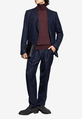 Dolce & Gabbana Wool Pleated Track Pants Navy GP12QT FU25E-B0665