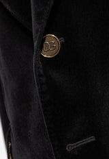 Dolce & Gabbana Single-Breasted Velvet Jacket Black G2TV4T GJ619-N0000