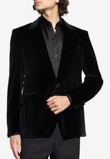 Dolce & Gabbana Single-Breasted Velvet Jacket Black G2TV4T GJ619-N0000