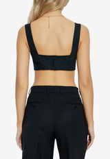 Dolce & Gabbana Bustier Satin Cropped Top Black F7Y28T G9826-N0000