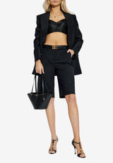 Dolce & Gabbana Bustier Satin Cropped Top Black F7Y28T G9826-N0000