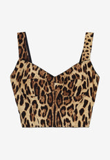 Dolce & Gabbana Leopard Print Cropped Top Brown F7W98T GDCLP-HY13M