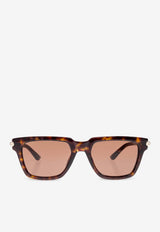 McQueen T-bar Icon Square Sunglasses Brown 841552 J0749-2082