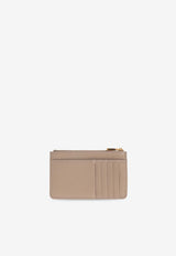 Dolce & Gabbana Logo Plaque Leather Zip Cardholder Beige BI1261 A9S25-8I399