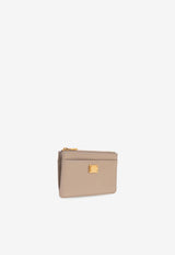 Dolce & Gabbana Logo Plaque Leather Zip Cardholder Beige BI1261 A9S25-8I399