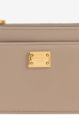 Dolce & Gabbana Logo Plaque Leather Zip Cardholder Beige BI1261 A9S25-8I399