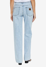 Dolce & Gabbana Logo Plaque Straight-Leg Jeans Light Blue FTDCFD G8NQ9-S9001
