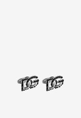 Dolce & Gabbana DG Logo Rhinestone Cufflinks Black WFR5X1 W1111-87655
