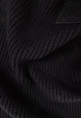 Dolce & Gabbana DG Logo Patch Wool Ribbed Scarf Black GX13KZ JDVCI-N0000