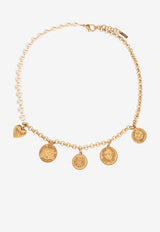 Moschino Coin Pendant and Pearl Necklace Gold 25271 A9108 8404-1607