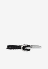Ferragamo Braided Leather Logo Bracelet Black 770390 BR NODO AMOR 785643-PLD BLACK