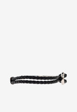 Ferragamo Braided Leather Logo Bracelet Black 770390 BR NODO AMOR 785643-PLD BLACK