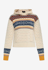 Etro Wool Jacquard Sweater with Hood Cream WRKE0314 AQ172-S9820