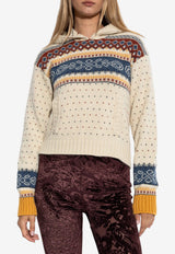 Etro Wool Jacquard Sweater with Hood Cream WRKE0314 AQ172-S9820