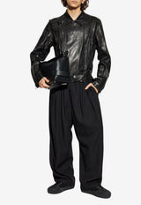 Balmain Classic Biker Jacket Black FH1TD625 LD63-0PA