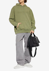 Balmain Faded Logo Hooded Sweatshirt Green FH1JT047 BC72-UIA