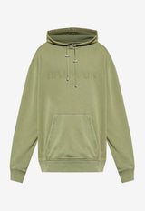 Balmain Faded Logo Hooded Sweatshirt Green FH1JT047 BC72-UIA