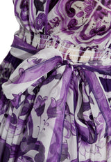 Dolce & Gabbana Silk Majolica Print Halterneck Maxi Dress Purple F6TYTT HI1BX-IP3TN