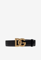 Dolce & Gabbana DG Logo Leather Belt Black BE1663 AV956-80999