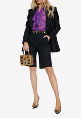 Dolce & Gabbana DG Logo Sheer Blouse with Scarf Purple F5N70T FJTBR-F0571