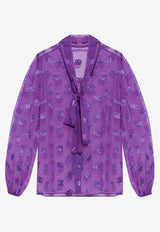 Dolce & Gabbana DG Logo Sheer Blouse with Scarf Purple F5N70T FJTBR-F0571