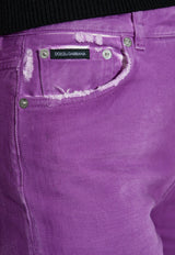 Dolce & Gabbana Logo Plaque Flared-Leg Jeans Purple FTC79D G8NO6-S9001